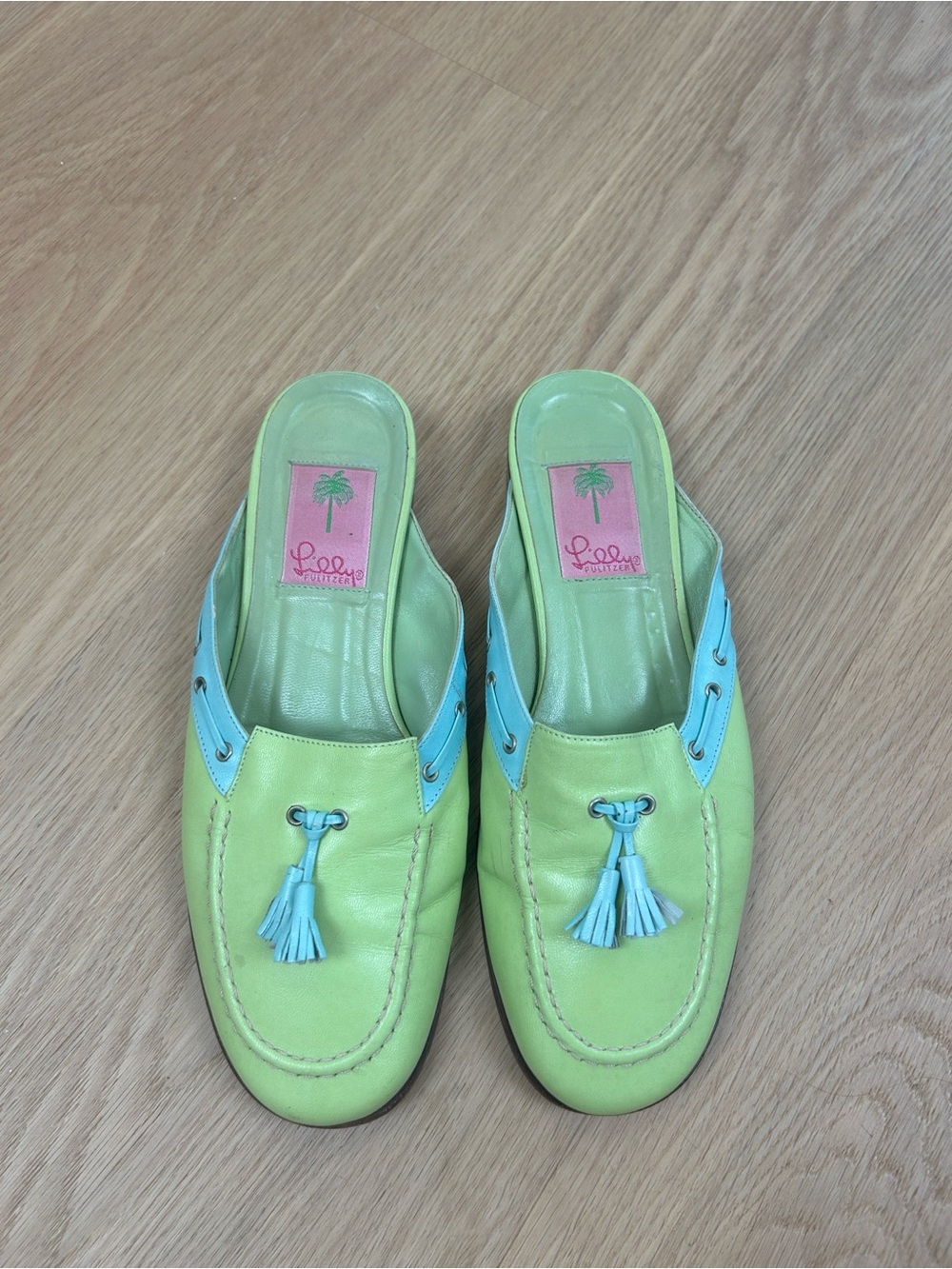 Vintage Lilly Pulitzer Leather Tassel Mule Slides 7